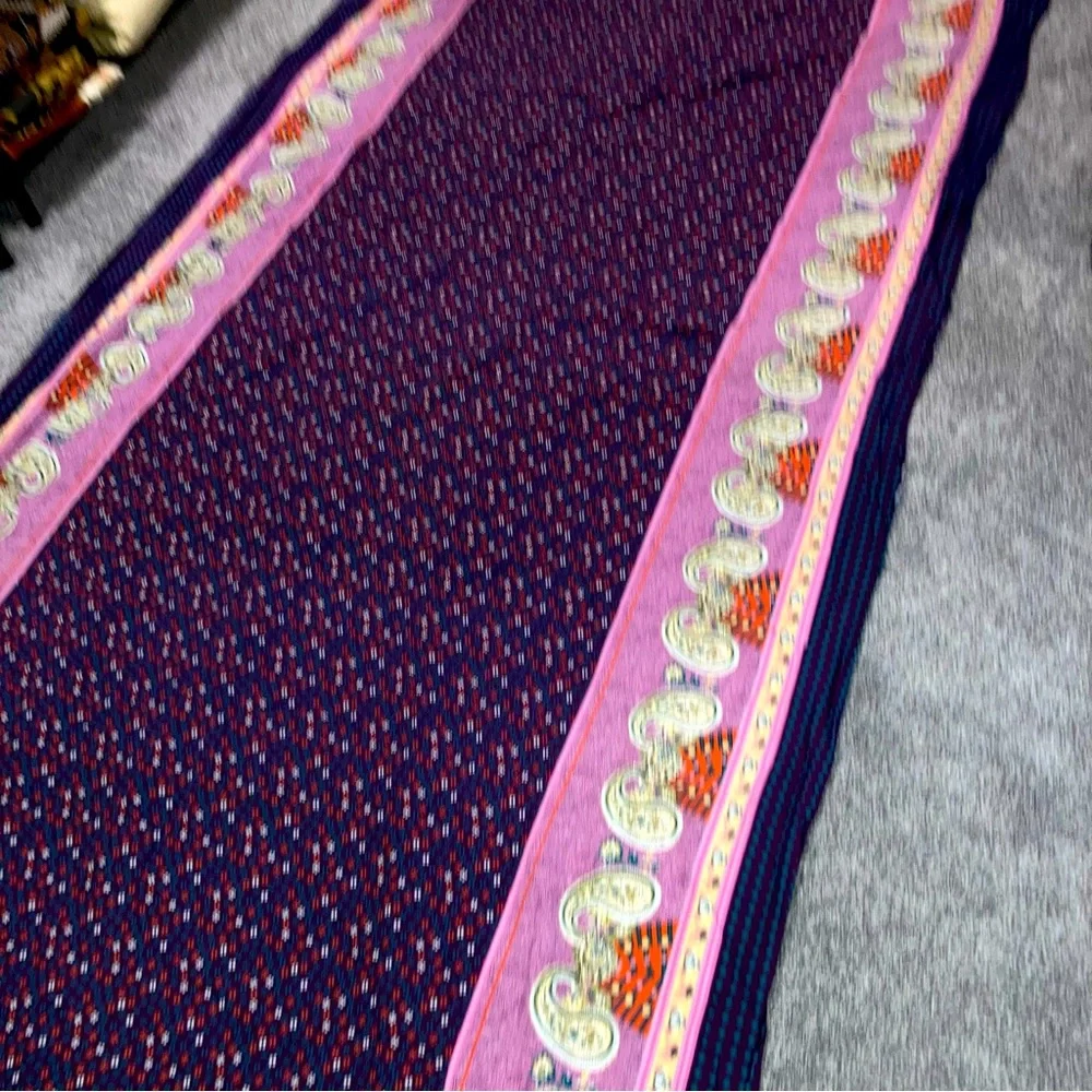 Paisley Cotton Fabric - Purple Double Border 9 Yards X 54” Paisley
